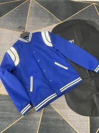 男性デザイナージャケット高品質のレザーストライプスプライシングデザインファッション野球カラーシングルブレストカジュアルジャケット