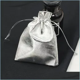 Sacchetti per gioielli Borse 100 Sacchetti per gioielli in garza placcata argento 7X9 Cm 9X12Cm 11X16Cm 13X18Cm Sacchetto regalo per gioielli per bomboniere Drop Deli Dhf6I