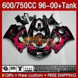 Suzuki SRAD GSXR 600 750 CC GSXR600 96 97 98 99 00 Vücut 156No.44 Kırmızı Flames GSXR750 600cc GSXR-600 1996 1997 1998 1999 2000 GSX-R750 750cc 96-00