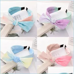 Fasce per capelli Fasce per gioielli Moda per donna Soft Splash Tie Dye Cotton Hairband Ladies Summer Stretch Knot Head Fasce per capelli Drop Deliver Dhjy3