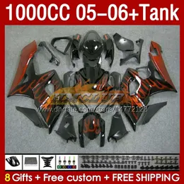 Suzuki GSX-R1000 GSXR1000 GSXR 1000 CC K5 05 06 Bodys 157no.52 1000cc GSXR-1000 2005 2006 GSX R1000 2005-2006 Enjeksiyon Kalıp Kapısı Turuncu Alevler