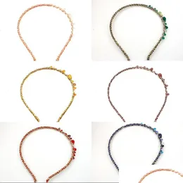 Headbands Colourf Crystal Women Hair Bands Handmade Color Contrast Gold Thread Headwear Irregar Headbands Accessories 1Qs J2 Drop Del Dhlbt