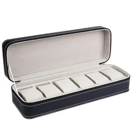 مربعات المجوهرات 6 Slot Watch Box Portable Travel Zipper Case Collector Storage Jewelry Black 311 T2 Drop Deliver
