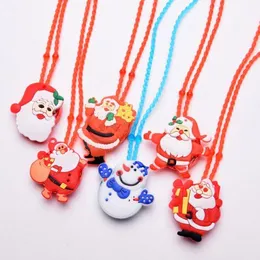 Weihnachten leuchten blinkende Halskette Dekorationen Kinder leuchten Cartoon Weihnachtsmann Pendent Party LED Spielzeug liefert JNB15731