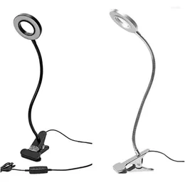 Lâmpadas de mesa Flexível 3000K 4000K 6000K 10 Níveis Dimning LED LED LIVRO LIVRO USB CLIPE OLHO OLHO BARROME