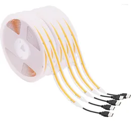 Strips DC5V USB Power LED COB Strip Dimmable Flexible Tape 320Leds High Density Linear Light FOB Lights Rope For Home Bedroom Deco