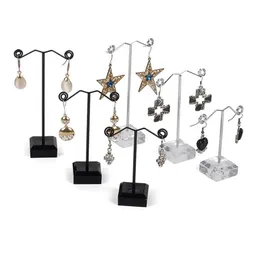 Mücevherat Stand 3pcs/Set Küpe Ekran Raf Mücevher Standı Dükkanı Kulak Saplama Süsleri Depolama Raf Metal Akrilik Şeffaf Siyah Dhase