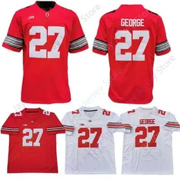 Nik1 Eddie George Trikot 27 College NCAA Football OSU Ohio State Buckeyes Trikots Rot Grau Weiß Größe S-3XL