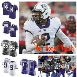 Sj NCAA College Maglie TCU Horned Frogs 1 Jalen Reagor 10 Michael Collins 12 Foster Sawyer 6 Darius Anderson Calcio personalizzato cucito