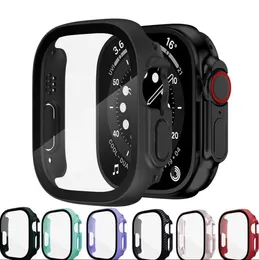 För Apple Watch Ultra 49mm -fodral med skärmskydd Smartwatch PC stötfångare härdade glasstillbehör iwatch ultra cover