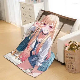 Blankets 2022 Anime My Dress-Up Darling Blanket Marin Kitagawa DIY Customize Plush Throw Soft Warm Flannel Home Textiles