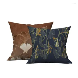 Pillow Modern Luxury Ginkgo Leaf Print Velvet Cover Home Dorcorative Case Car Seat Sofa Couch Trhow Pillows