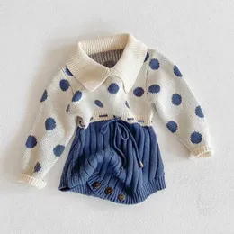 Rompers 2020 03Y Baby Autumn Clothes Newborn Baby Girls Sticked Bodysuit Dot Print Long Sleeves Splice Jumpsuit Outfits J220922