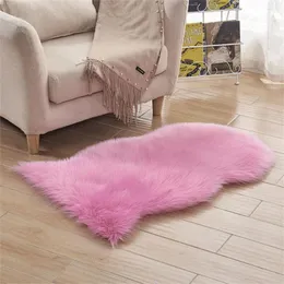 Carpets DIDIHOU Fur Artificial Sheepskin Hairy Carpet For Living Room Bedroom Rugs Skin Plain Fluffy Area Faux Mat