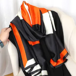 Scarves Luxury Brand 2022 Silk Dickf Women Large shls pashmina hijab foulard chicarpe design print lady beh beh head y2209