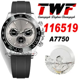 TWF V2 A7750 Automatik-Chronograph Herrenuhr, Keramiklünette, graues schwarzes Stick-Zifferblatt, Oysterflex-Kautschukarmband, gleiche Seriennummer, Super Edition-Uhren, Puretime B2