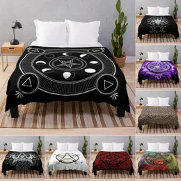 Coperte Pentagram Altar Fleece Throw Blanket Comforter Peluche Soft Cozy Quilt Nursery Bedding Decor Bedroom Wiccan Star Flannel