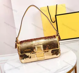 10A Borsa hobo baguette di qualità specchio di livello superiore Borsa hobo di lusso Digners Borsa piccola con paillettes nera Borsa da donna con patta in vera pelle Pochette Borsa a tracolla classica Borsa a tracolla