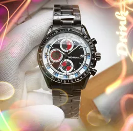 Wszystkie tarcza robią sportowe wyścigi męskie Zatem trzy oczy Pełny funkcjonalny zegar stal nierdzewny Pas Quarz Chronograph Ruch Perfect Vintage Luksusowy zegarek