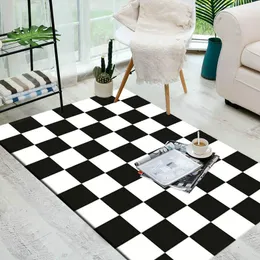 Tapijten Europese geometrische zwart-wit tapijt Rug voor slaapkamer woonkamer keukenbaden Tapete antislip huis groot
