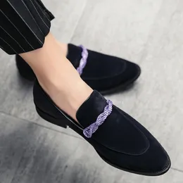 Buty mokasynowe buty męskie Buty zwykłe solidne kolorystyczne osobowość tkany pasek moda biznesowy