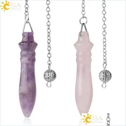 Charmos Pendum de Pedra Natural para Dowsing Cone Pink Quartz Lapis Purple Crystal Reiki AMET PENDE JOENS DE INVIMINAÇÃO DRIA DE DRIL