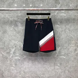 TB Thom Shorts Summer Męska moda marka drukowana wielokolorowa przekątna pasek chłodne cienkie szybkie suche relaksowane zwarcie