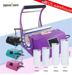 US Warehouse Heat Transfer Machines Universal Sublimation Mug Press för 20oz/30oz rak mager tumbler Hot Printing Digital Baking Cup Machine AAA