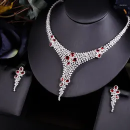 Серьги ожерелья устанавливают африканские 2PCS 2PCS Bridal Zirconia для женщин.