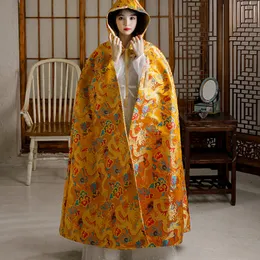 Cape Hanfu Scialle di Cape Hanfu Macchino in raso Maglieria Spring Autumn Autunno con cappuccio Long Poncho Mujer