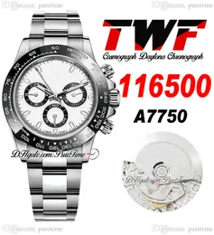 Twf v2 a7750 cronógrafo automático masculino de cronógrafo de cerâmica bastão branco dial 904l Oystersteel Bracelet