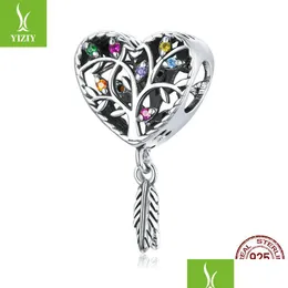 Charms Sier Life Tree of Life Charm Original Bracelet Real 925 Sterling Colorf Cz Jewelry Making Beads 여성 2014 Q2 Drop Delivery 202 Dhhey