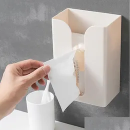 Tissue Boxes Napkins Self-Adhesive Facial Box Wall-Mounted Baby Wipes Paper Storage Kitchen Bathroom Napkin Towel Holder Dispenser D Dh6Fl