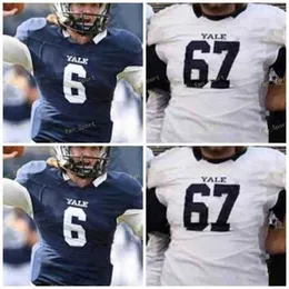 Sj NCAA College Maglie Yale 14 Reed Klubnik 16 Griffin O'Connor 24 Spencer Alston 33 Zane Dudek 14 Clint Frank 19 Larry Kelley Calcio personalizzato