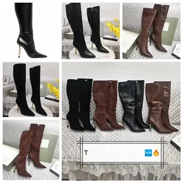 9a Top Luxury Pumps Woman Cowhide Boots Outdoor Shoes High Heels Women Sexig Pointed-Toe Party Boots Fall Winter Designer Pointed Toes Slip-on Fashion Boot Big Szie