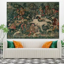 Tapestries Medieval Tapestry Pattern Print Scandinavian Style Room Decor Aesthetic Wall Hanging Living Bedroom Classical