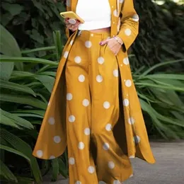 Kvinnors tvåbitar byxor Spring Pant Set Women Fashion Printed Polka Poots 2 PCS Zanzea Long Blouse and Trousers Suits Casual Pants Loose Matching Set 7 220922