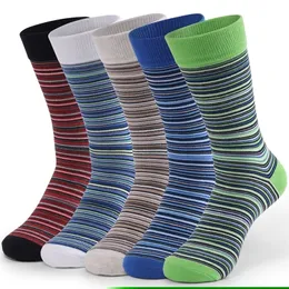 Men's Socks 5 Pairs Size EU4148 Breathable Soft Fashion Colorful Casual Men Combed Cotton Socks Stripe Grid Business Men's Dress Socks 220923