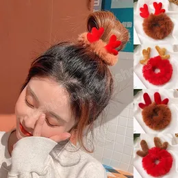 شعر الفتيات scrunchies عيد الميلاد قرون أفخم الشعر الأشرطة مرنة العصابات المطاطية لينة الدفء الدفء النساء إكسسوارات الشعر عيد الميلاد