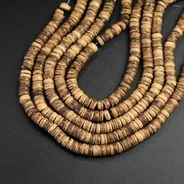 Perline 1 corda 8 mm retro guscio di noce di cocco discoidale legno sciolto buddismo creazione di collane bracciale accessorio di gioielli ambientali fai da te