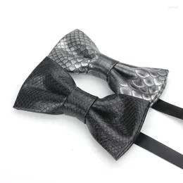 Bow Ties Fashion Men's Printed Pu Leather Bowties Business Banket Party Formal Wear Shirt Accessories British Tie