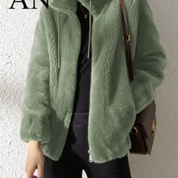 Женское пальто из искусственного меха с коротким утолщенным воротником-стойкой, модное двустороннее бархатное зимнее женское пальто 220923