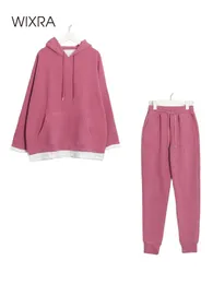 Aile Eşleşen Kıyafetler Wixra Sıradan Çocuk Giysileri Yumuşak Sıcak Velvet Hoodies Elastik Bel Pantolon Sonbahar Kış Mom Dad Sweatshirt 2 PCS Set 220924