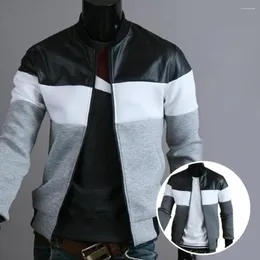 Chaquetas de los hombres Abrigo de otoño Empalme Top Soft Hombres Chaqueta de contraste de tres colores para la vida diaria