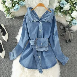 Women's Blouses Shirts Denim Shirt Women Fashion Jeans Blouse Coat Ladies Streetwear Jean Denim Blouse Loose Shirts Vintage Tops 220923