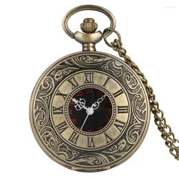 Pocket Watches Antique Hollow Sweater Bronze Roman Numerals Dial Quartz Watch Retro Steampunk Necklace Pendant Gifts For Men Women