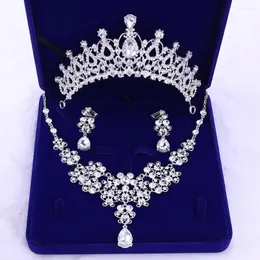 Başlıklar HP327 Sparkly Rhinestone Gelin Takı Küpe Kolye Taç Set Düğün Aksesuarları Gelin Meapear Girl Tiara Kız Arkadaşı Hediye