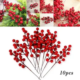 Decorative Flowers 10x Artificial Red Berry Spray Stem Faux Berries Autumn Christmas Home Decor Center Pieces Bouquets Decorations