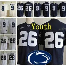 SJ Youth Penn State Nittany Lions 9 Trace McSorley 26 Saquon Barkley Jersey Kids Big Ten Penn State Navy Blue White Stitched College Football
