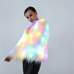 Women's Fur Women's & Faux 2022Winter Big Size Coat Long Hair Imitation Christmas Halloween Day Cosplay Nightclub Party LED LightsJ912